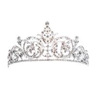Xm Strass En Alliage Baroque Couronne Vintage Diadème Bandeau Mariée Accessoire De Cheveux Coiffe De Mariage (Argent)