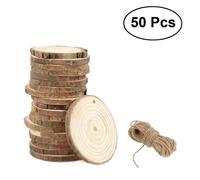 Xm Tranches De Bûches En Bois 5-6cm Bricolage Artisanat Pièces De Center De Mariage Décor En Bois Ficelle De Jute A3 10m