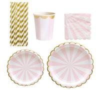 Xm Vaisselle Jetable En Papier 69 Pièces Assiettes À Dîner Gobelets Pailles Ensemble Fournitures Pour Fête Prénatale Anniversaire Mariage A35