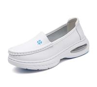 XMACKEEDGH Chaussures d'infirmière antidérapantes pour Femmes, Chaussures de sécurité Confortables pour la Marche, idéales pour Les Professionnels de santé Toute la journée(White 1,41 EU)
