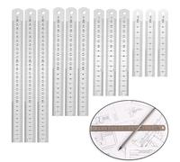 Xmart 12 PCS Règle 10cm 15cm 20cm 30cm Métrique et Impérial Double Face Acier Inoxydable Metal Pour Professeur Architecte Ingénieur Règle Couture de Mesure de Précision