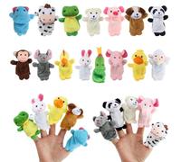 Xmart 15 pièces Marionnettes à Doigts Velours Finger Marionnettes Jouets d'animaux en Peluche pour Conter des Histoires Éducatif Fête Fournitures Animaux Histoire Time Props