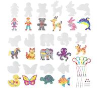 Xmart 15 pièces Plaque Perle a Repasser Support Perles à Repasser Transparentes en Plastique de 5 mm avec Porteclés Corde de Suspension Cartes de Couleur pour Enfants Cadeaux Garçons Filles