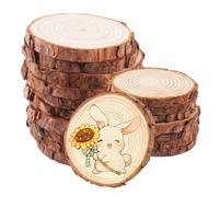 Xmart 18 Pièces Rondin de Bois Deco 9-10 cm de Diamètre Rondelle Bois Naturel Petit Rondins de Bois Sans Trou Rondelles Bois Rond pour Bricolage Pyrograveur Mariage Noël Decoration