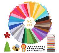 Xmart 40 pièces Feutrine Loisir Creatif Multicolores Paquet Feuilles Feutre Papier Feutrine avec Fils à Broder et Autocollants pour Les Yeux pour Travaux Manuels Couture Décorations Fête 20 X 30 cm