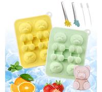 Xmart 8 PCS 3D Moule Ourson Moule Glace Livré Avec Deux Compte Gouttes de 5 Ml Moule à Glace Ours DIY Réutilisable Convient Pour Le Chocolat, La Crème Glacée, La Gelée, Les Cocktails, Les Bonbons