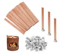 Xmart 80 Pièces Mèche en Bois de Bougie avec 80 Base de Métal Meches Bougies Bois 13 x 130mm Naturel Ensembles Meche Bougie Bois Trimmable Mèches Cire pour la Fabrication de Bougies Parfumées DIY