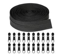 Xmart Fermeture Eclair au Metre avec 20 Zips Fermeture à Glissière Sans Fin #5 Nylon Fermeture Éclair Noir 10 Mètre pour Vêtements Vestes Couture Artisanat Sac Pochette de Maison