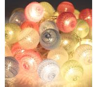 Xmart Guirlande Lumineuse Boule 40 LED 6m/1,18 in Lampadaire en Coton Guirlande Boule Lumineuse pour Salon la Salle à Manger Décoration Vacances Mariage (Macaron)