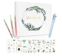 Xmart Livre d'or Vierge Livre d Or Mariage 100 Pages Livre Dor avec Stylo et Autocollant pour Mariages Anniversaires Baptêmes Anniversaires Souvenirs Inoubliables 21,5 * 21,5 cm