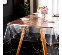 Xmart Nappe transparente, imperméable et résistante à l'huile - 137 x 259 cm - En PVC de 0,13 mm d'épaisseur - Pour l'intérieur et l'extérieur - Lavable - Transparent