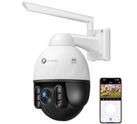 xmartO Caméra de sécurité PTZ 4K à l'épreuve du vandalisme, dôme WiFi extérieur zoom 5x avec projecteurs et sirène, détection humaine IA 24h/24, 7j/7, conversation bidirectionnelle, IP66 résistant aux