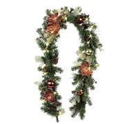 X'Mas Guirlande de Sapin avec Guirlande Lumineuse LED Magnolia, Pommes de pin et Baies Décoration Artificielle