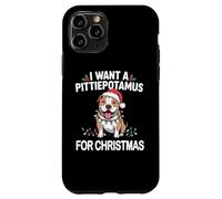 Xmas I Want A Pittiepotamus for Christmas Pitbull Dog Coque pour iPhone 11 Pro