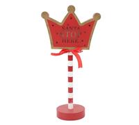 Xmas Santa Stop Here Sign with LED Lights Crown Shaped Battery Operated Xmas Stop Sign Tabletop Decor for Holiday Party