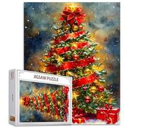 Xmas Tree 1000 pièces Jigsaw Puzzles pour Adultes Noël Neige Scène Puzzles Artisanat DIY Puzzles Difficiles Famille Activité pour Jeu Nuits Art Décoration Murale DIY Puzzle Cadeaux