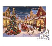 Xmas Village Jigsaw Puzzle 1000 Piece Recyclable Santa Claus Jigsaw Puzzles Puzzle Jeu Accessoires Amusant et Stimulant Familial Jeu Excellent Cadeau Idée 70x50cm/1000pcs