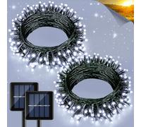 XmasBokeh Lot de 2 guirlandes lumineuses solaires de Noël de 240 LED pour l'extérieur, étanches, 8 modes, lumières d'extérieur à énergie solaire pour jardin, terrasse, cour, jardin, décoration de fête
