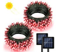 XmasBokeh Lot de 2 guirlandes lumineuses solaires d'extérieur étanches, 480 LED, 8 modes, lumières rouges pour la Saint-Valentin, la maison, le patio, les arbres, les décorations de jardin