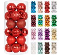 XmasExp Lot de 34 Boules de Noël incassables - Décorations de Noël pour Sapin de Noël - 40 mm - Rouge