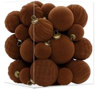 XmasExp Lot de 36 décorations de Noël en Velours floqué incassables pour Sapin de Noël, fêtes, Maison (Marron)