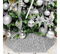 XmasExp Lot de 6 colliers de sapin de Noël 85,1 cm - Jupe de sapin de Noël - Décoration d'intérieur - Décoration de sapin de Noël - Grande taille - Gris argenté