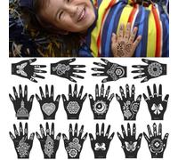 XMASIR 16 Feuilles Pochoir de Tatouage pour Enfants, Réutilisable Pochoir de Tatouage Temporaire Modèles de Tatouage Temporaire pour Fille Garçon (M)