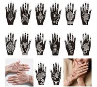 Xmasir Kit de tatouage pour cuticules, 14 pochoirs de tatouage temporaires en spray pour fleurs indiennes Body Art Tattoo pour femmes filles bras avant bras (XS1-14P)