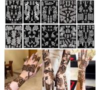 XMASIR Lot de 10 modèles de tatouage temporaire - 20 bras - Inde - Arab Flash - Autocollant de tatouage - DIY - Couleur