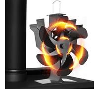 Xmasneed Ventilateur de cheminée à 5 pales, Fonctionnement silencieux à chaud, Avec thermomètre, Poêle à cheminée sans électricité, Pour brûleur ou cheminée