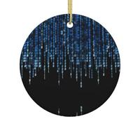 Xmax Décorations de Noël à impression binaire bleue Décoration de sapin Décoration à suspendre Cadeaux en céramique Décoration d'intérieur