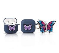 XMBYGY Coque en silicone pour écouteurs AirPods 4 (2024), coque de protection antichoc avec lanière anti-perte de poupée de dessin animé pour homme, femme, adolescent (papillon)