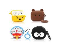 XMBYGY - Étui de protection en silicone pour AirPods Pro de 2e/1ère génération (2022/2019), avec mousqueton, motif mignon, pour garçons et filles (B+W+F+A) (lot de 4)