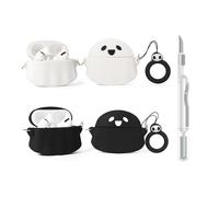 XMBYGY - Lot de 2 coques pour écouteurs sans fil Apple AirPods Pro 2e/1ère génération, avec kit de stylo de nettoyage, étui de charge mignon en silicone résistant aux chocs pour AirPods Pro 1/2 (GTBK+