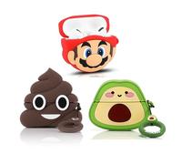 XMBYGY Lot de 3 coques pour AirPods Pro 2e/1ère génération (2022/2019) avec porte-clés, jolie coque de protection en silicone avec motif de dessin animé pour garçons et filles (avocat, fun et