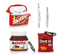 XMBYGY Lot de 3 coques pour AirPods Pro 2e/1ère génération avec kit de nettoyage, motif peau mignonne de dessin animé coques de protection avec porte-clés pour écouteurs AirPods Pro 2/Pro (N+S+D)