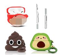 XMBYGY Lot de 3 coques pour AirPods Pro 2e/1ère génération avec kit de nettoyage, motif peau mignonne de dessin animé coques de protection avec porte-clés pour écouteurs AirPods Pro 2/Pro (M+A+F)