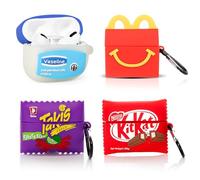 XMBYGY Lot de 4 coques pour AirPods Pro 2e/1ère génération (2022/2019) avec mousqueton, motif peau mignonne en silicone dessin animé pour garçons et filles (TAK+Vasl+Kitakt+M)