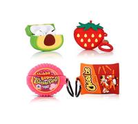 XMBYGY Lot de 4 coques pour AirPods Pro 2e/1ère génération (2022/2019) avec mousqueton, motif peau mignonne en silicone dessin animé pour garçons et filles (S+A+B+C)