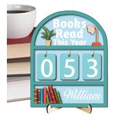 Xmccvt Books Read This Year Tracker, Compteur de lecture en bois jusqu'à 999 livres, compteur de livres, lecture, défis d'étagères, décoration pour bibliothécaires, 20 x 15 cm