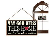 Xmccvt Décor de porche en bois pour mur, panneau de décoration de ferme | Panneaux de porte Panneau de suspension en bois léger,Panneaux à suspendre en avec inscription « Que Dieu bénisse cette