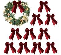 Xmccvt en Velours Vin,10 Pièces de Décorations Festives Réutilisables - Nœuds Cadeau Rouge Bordeaux | pour La Décoration Intérieure De La Maison La Fête De Noël Et L Arbre De Noël