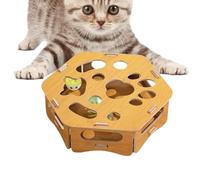 Xmccvt Lime à griffes pour chat - 28 x 28 x 6 cm - Puzzle à gratter - En bois - Avec 3 boules de clochette - Jouet alimentaire interactif pour chatons - Pour chasser l'ennui