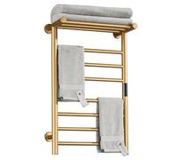 XMGJ Radiateur Sèche-Serviettes Électrique Doré avec Minuterie, Porte-Serviettes Chauffant Mural À 7 Barres, Chauffe-Serviettes Électrique en Acier Inoxydable 304 pour Salle De Bain, 70 W,Plug in