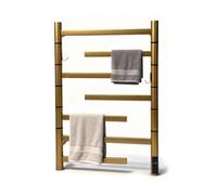 XMGJ Sèche-Serviettes Électrique, Radiateur Porte-Serviettes Chauffant,65 W, Doré, Mural, Double Face Rotative, en Acier Inoxydable 304 avec Minuterie Intégrée, Plug in