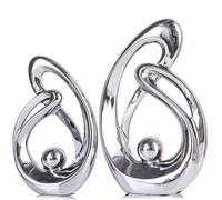 XMGZQ Argent Statue en Céramique Lot de 2,Statue Moderne pour décoration d'intérieur,étagère,décoration de Chambre,Meuble TV,décoration de Table Basse,pièce maîtresse esthétique