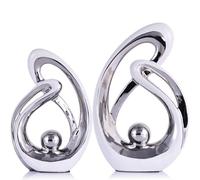 XMGZQ Blanc et Argent Statue en Céramique Lot de 2,Statue Moderne pour décoration d'intérieur,étagère,décoration de Chambre,Meuble TV,décoration de Table Basse,pièce maîtresse esthétique