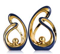 XMGZQ Bleu et Or Statue en Céramique Lot de 2,Statue Moderne pour décoration d'intérieur,étagère,décoration de Chambre,Meuble TV,décoration de Table Basse,pièce maîtresse esthétique