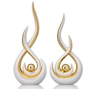 XMGZQ Décoration Murale Abstraite Moderne, Statues contemporaines pour Table Basse de Salon, centres de Table pour Salle à Manger, Sculptures en céramique pour Meuble TV. (Or Blanc)