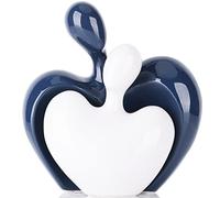 XMGZQ Figurines de couple en céramique bleue et blanche pour décoration d'intérieur, mariage, fiançailles, cadeau romantique pour mari, épouse, grande statue d'amour masculine et féminine